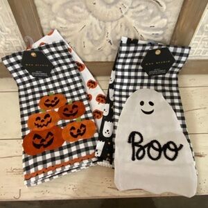 Max Studio Halloween Kitchen Dish Towel Bundle - Ghosts & Pumpkins Brand new!